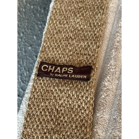 Vintage Chaps Ralph Lauren Men’s Necktie Tan/Brown Knit Neiman Marcus - Picture 4 of 16